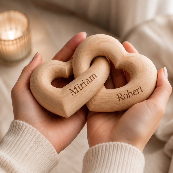 Personalisiertes Liebesornament aus Holz mit Namen – ForeverUs